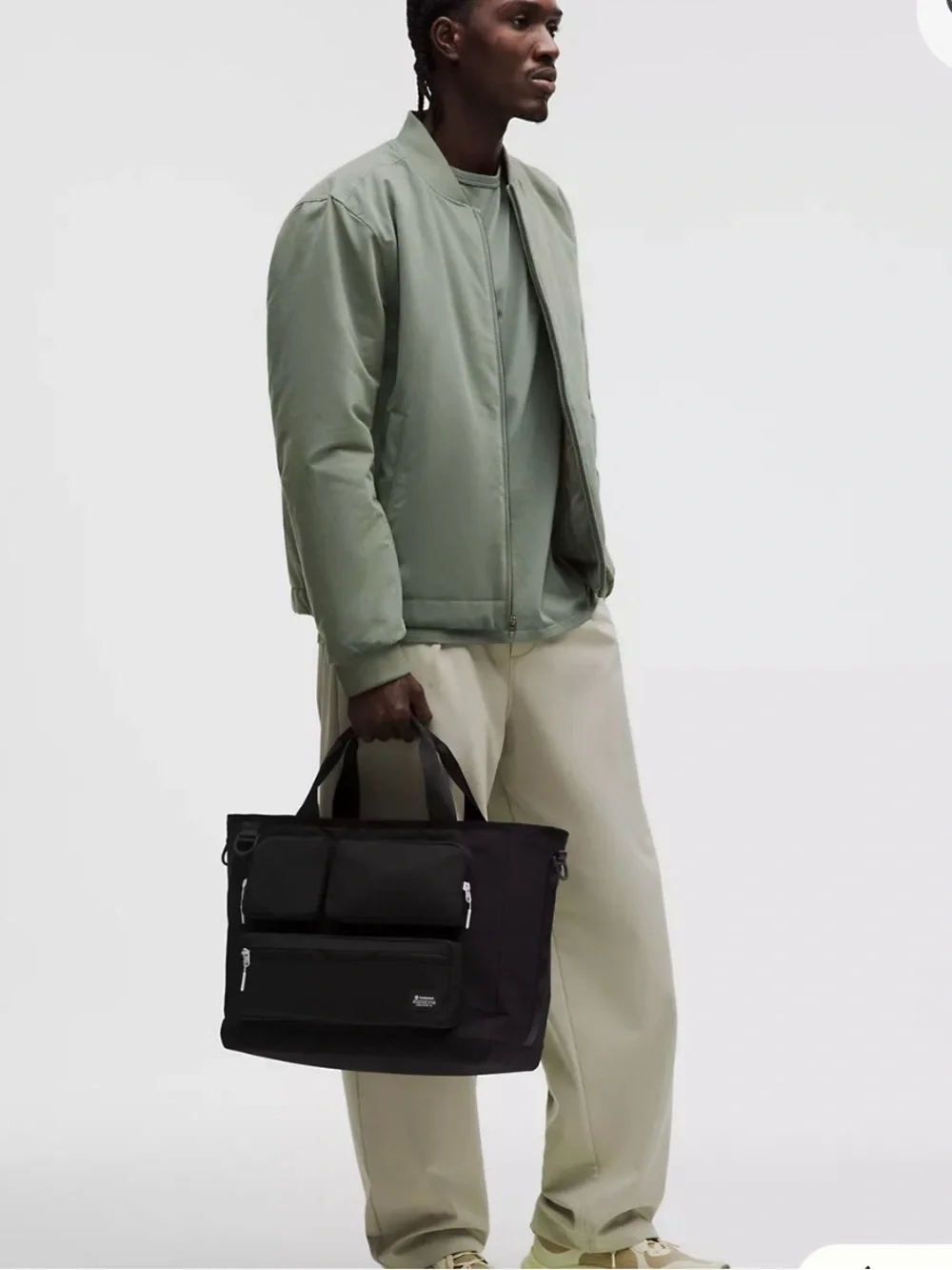 lululemon athletica Men’s Black Utility Tote with Front Pouches